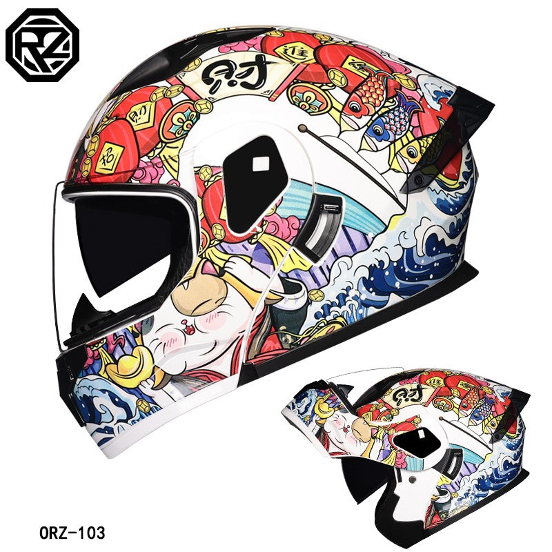 Capacete modular articulado de motocicleta de alta qualidade ORZ, material ABS, lente dupla, capacete integral, lote DOT
