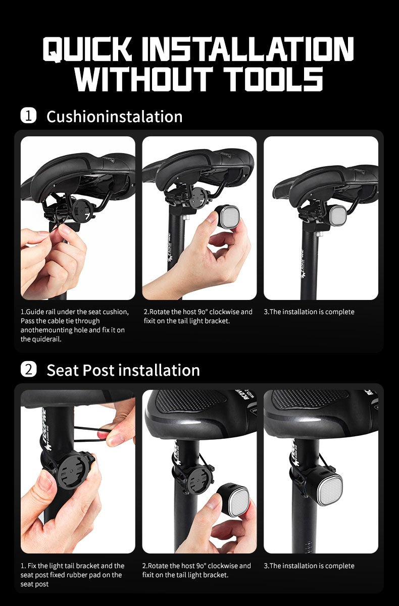 TOWILD TL08 Luz traseira com expressão inteligente 140 LEDs Sensor de frenagem Bluetooth Luz traseira de bicicleta personalizável