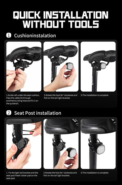 TOWILD TL08 Luz traseira com expressão inteligente 140 LEDs Sensor de frenagem Bluetooth Luz traseira de bicicleta personalizável