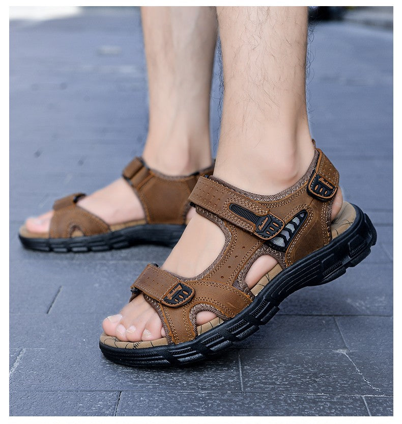 Brand Classic Mens Sandals Summer Genuine Leather Sandals Men Outdoor Casual Lightweight Sandal Fashion Men Sneakers Size 38-46