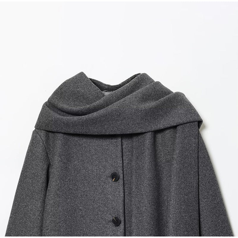 Fashion British Style Trench Coat with Detachable Scarf Women's Single Breasted Long Sleeve Jacket 2025 Winter Classic Outerwear