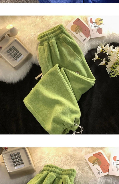 Lamb Velvet Thickened Fleece Women's Casual Pants Autumn Winter Warm Outdoor Wear Loose Fit Sports Trousers