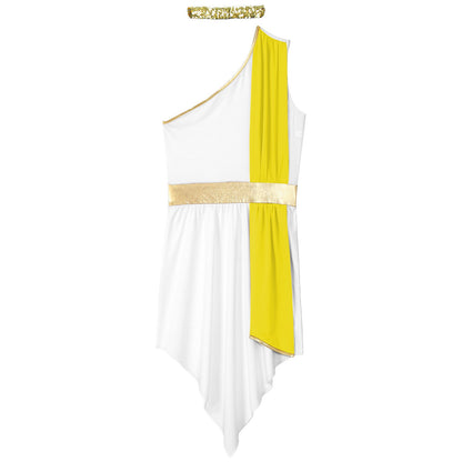 Mens Ancient Greek Toga Roman King Prince Cosplay Costume Halloween One Shoulder Embroidered Robe Dress Theme Party Outfits