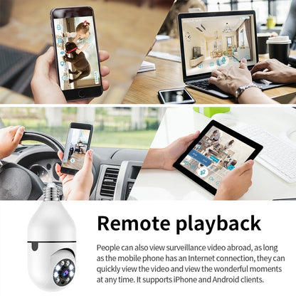 E27 Surveillance Camera Full Color Night Vision Automatic Human Tracking Zoom Indoor Security Monitor Wifi Miini IP Camera