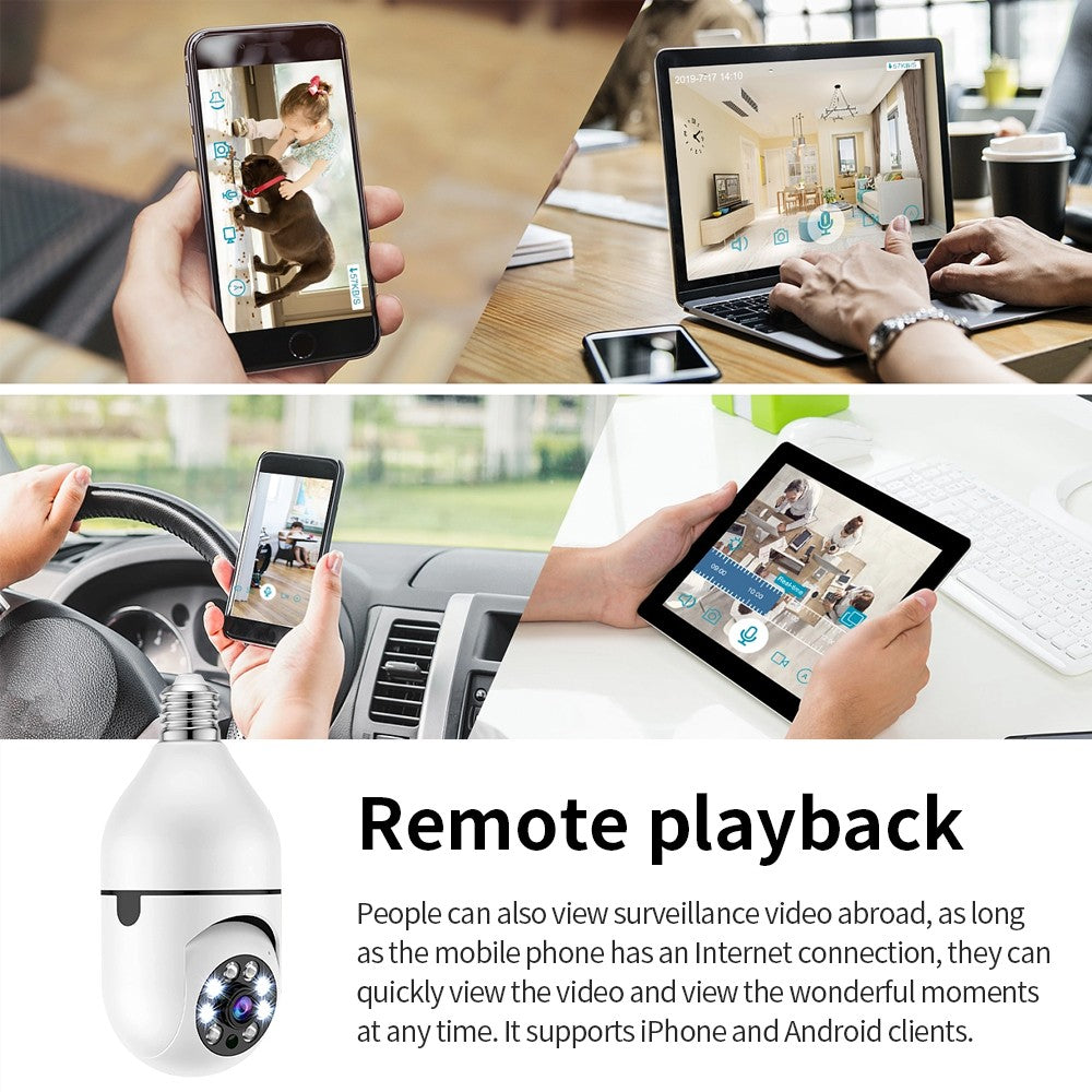 E27 Surveillance Camera Full Color Night Vision Automatic Human Tracking Zoom Indoor Security Monitor Wifi Miini IP Camera