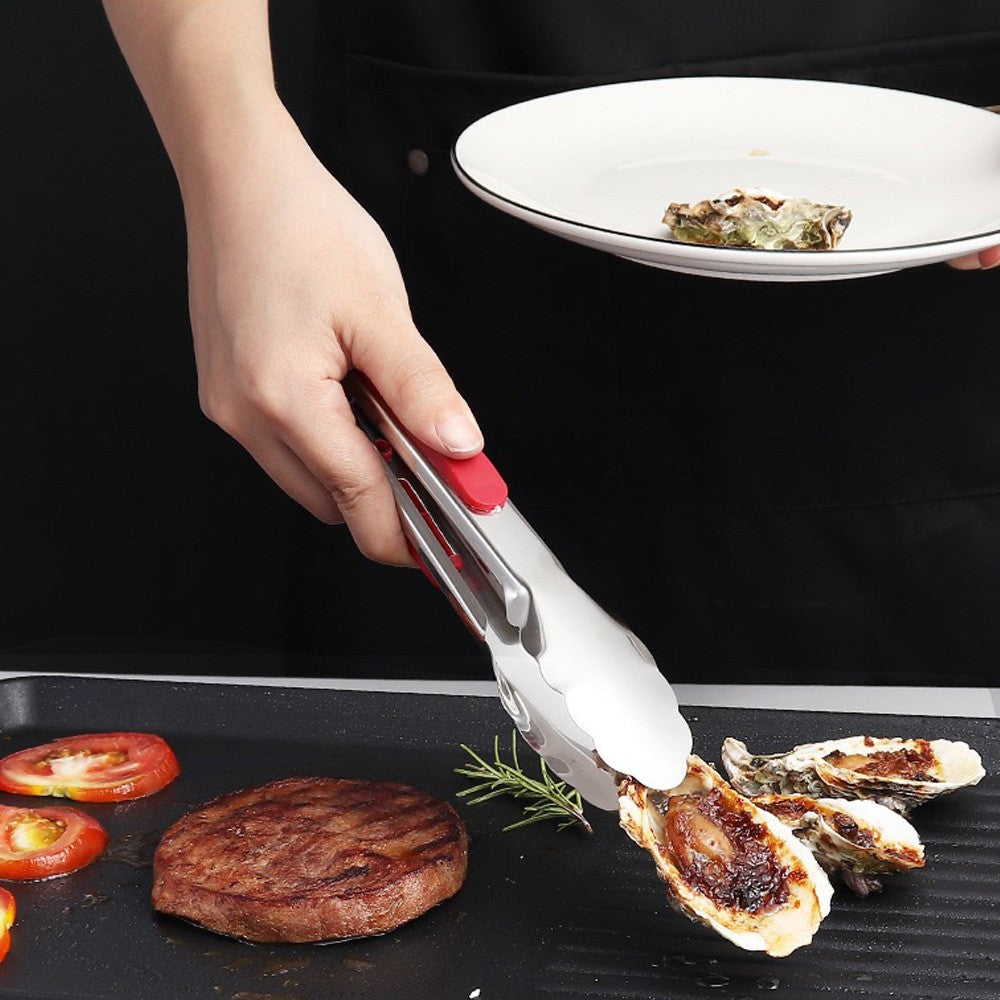 9 ", 12", 14 "- non slip stainless steel barbecue tongs meat salad bread clip barbecue rack buffet clip barbecue cooking tools