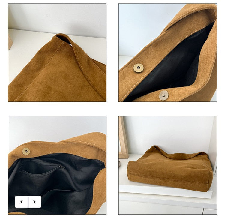 Autumn and winter new matte suede tote bag large capacity commuter casual shoulder bag fashionable versatile women's bag