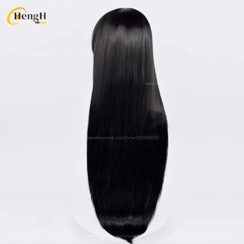 In Stock Synthetic Anime Yor Forger Cosplay Wig Long 80cm Black Straight Hair Yor Briar Heat Resistant Hair Halloween Party Wigs