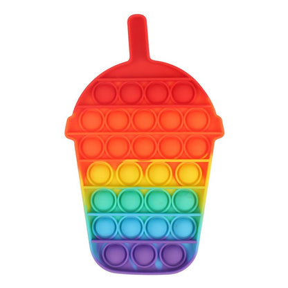 1-5PCS Rainbow Silicone Decompression Toys Cute Styles Bubble Finger Game Stress Relief Squeeze Sensory Toys Fun Party Favors
