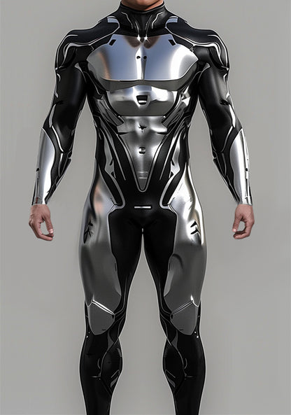 Halloween Cyberpunk Future Mechanical Armor Jumpsuit Warrior Cosplay Bodysuit Steampunk Costume Party Performance Men Zentai