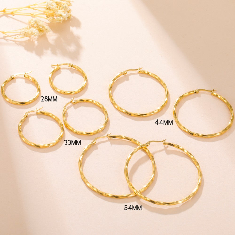 Brincos de Argola Geométricos Cazador Femininos 28-54MM Banhados a Ouro Real Aço Inoxidável Brincos Tendência 2025 Joias Festa Presente de Aniversário