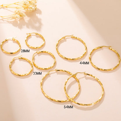 Brincos de Argola Geométricos Cazador Femininos 28-54MM Banhados a Ouro Real Aço Inoxidável Brincos Tendência 2025 Joias Festa Presente de Aniversário