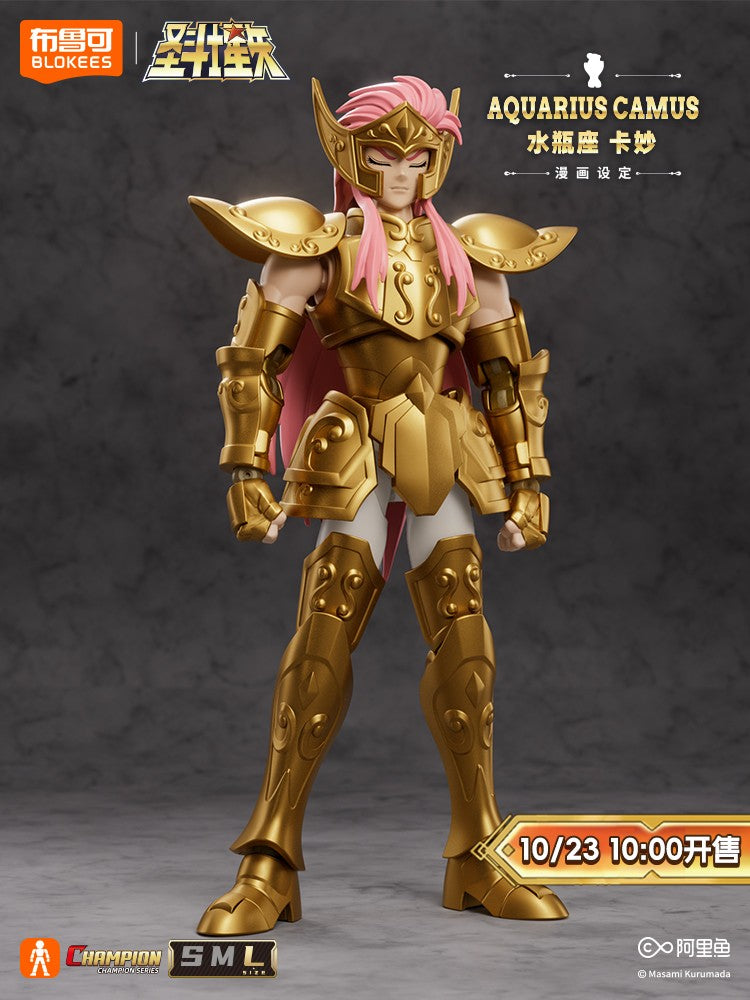Blokees Saint Seiya Cisne Hyoga Pégaso Seiya Cavaleiros do Zodíaco Aquário Camus Áries Mu Action Figures Modelo de Anime Estátua Brinquedos