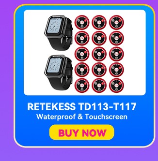 RETEKESS Restaurant Pager Wireless Waiter Calling System TD112 Waterproof Watch Pager Receiver T117 Call Buttons for Cafe Bar