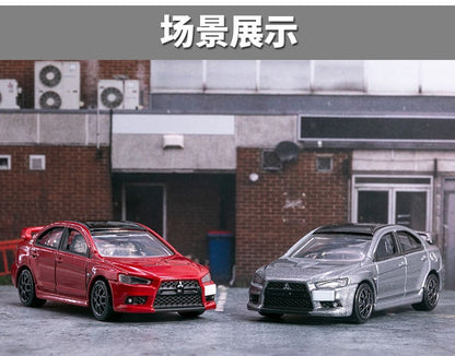 TOMY Mitsubishis JDM Lancer Evo X Carros de liga leve e veículos de brinquedo Modelo de carro em miniatura em escala para crianças