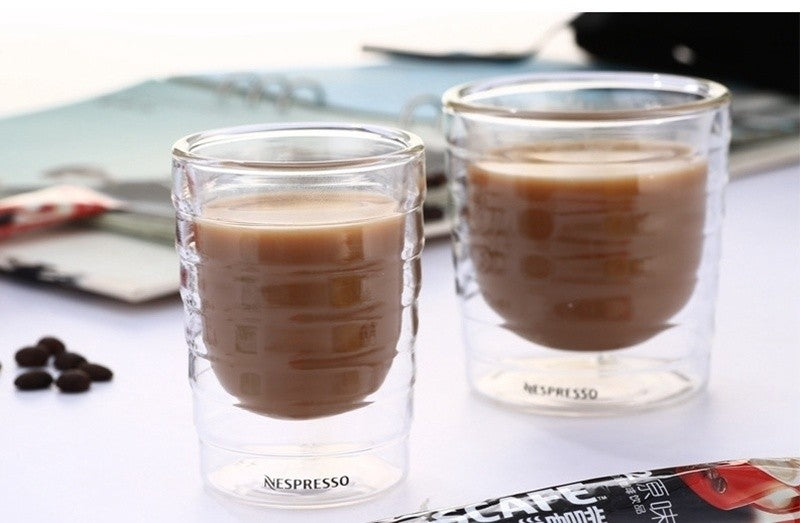 Xícara de Espresso Copo Térmico de Vidro para Chá Leite Bebidas Caneca de Vidro Sopro Artesanal com Parede Dupla Canecas para Whey Protein e Nespresso