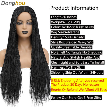 Long Straight Box Braided Wigs 26'' Good Quality Synthetic Twist Braids Wigs Perruque Tresses Africaines Femmes Solde Easy Wear