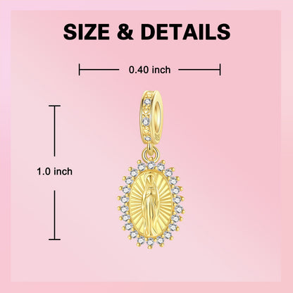 Gold Series 925 Sterling Silver Charms Bead Pendans Hummingbird Scarab Jesus Virgin Mary Charm Fit Bracelet Women's Jewelry Gift