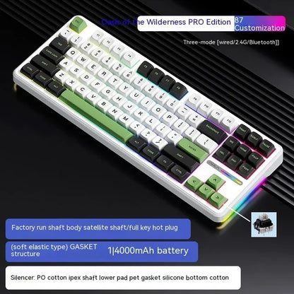 Teclado Mecânico AULA F87Pro 2.4g/Usb/Bluetooth Tri Mode Sem Fio 87 Teclas 5 Camadas de Amortecimento Adequado para Jogos+Digitação