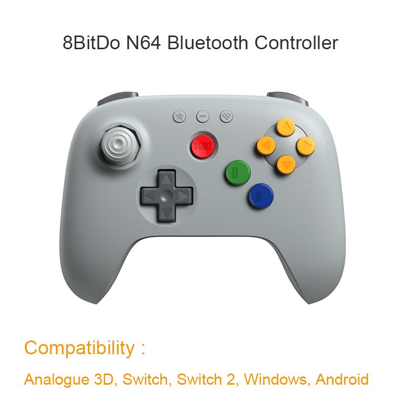 8BitDo N64 Bluetooth Controller for Analogue 3D, Nintendo Switch, Switch 2, Gaming Joystick Gamepad for Windows and Android