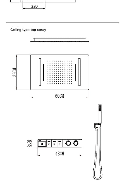 Sistema de chuveiro digital inteligente de latão branco luxuoso com design oculto Controle duplo de água quente e fria Torneira de parede