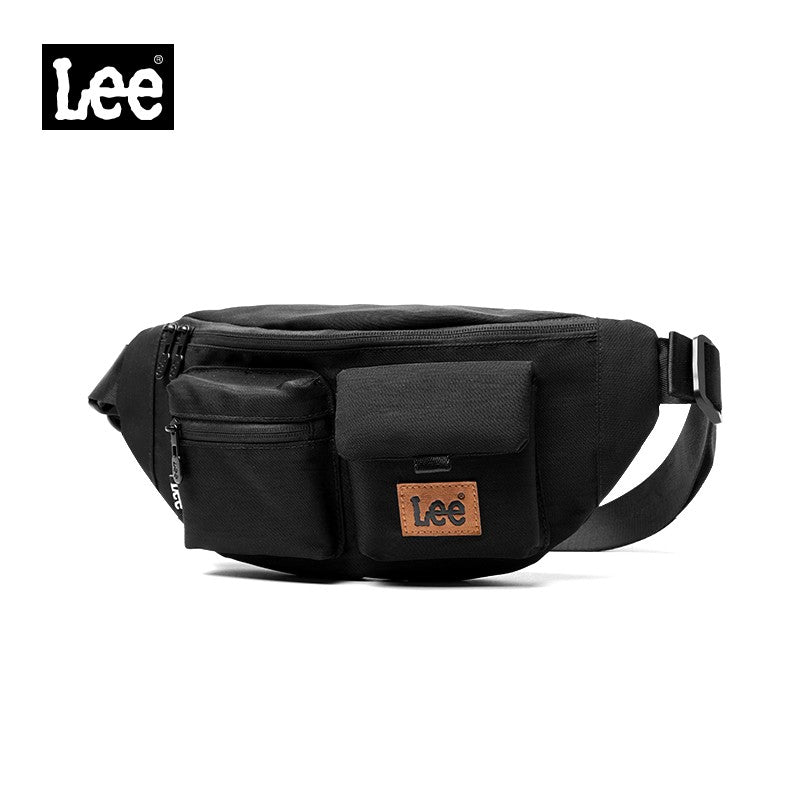 LEE Original Black Fashion Fanny Pack Women Men Korea Style Waterproof Nylon Crossbody Chest Bag Sport Phone Shoulder Waist Bag