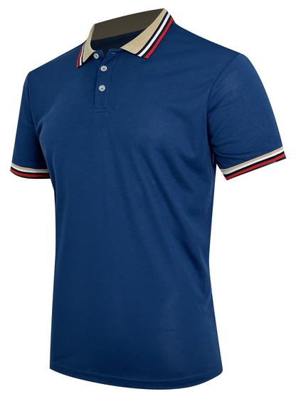 Men Summer Solid Casual Office Breathable Cotton Polo Shirt Fashion Brand Male Business High Quality Striped Short Sleeve Top