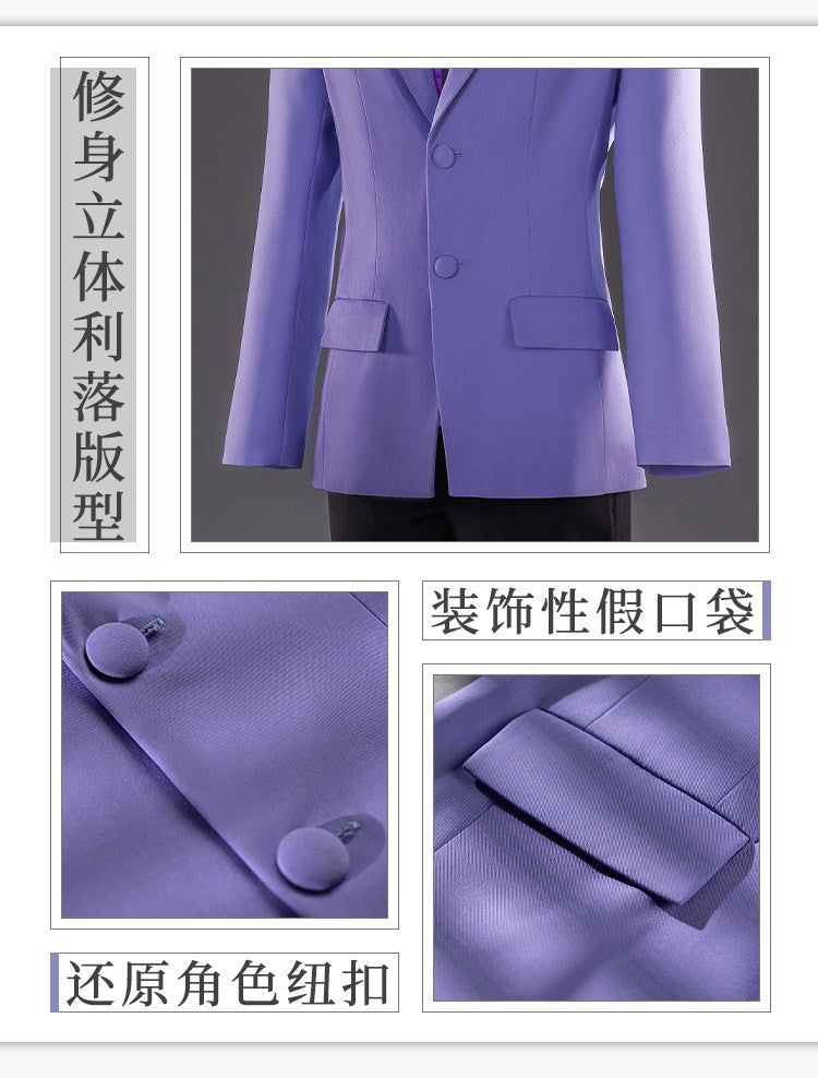 Ouran High School Host Club Haruhi Fujioka Cosplay Costume DK Uniform Purple Suit Anime Roleplay Men Women Full Set