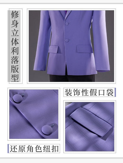 Ouran High School Host Club Haruhi Fujioka Cosplay Costume DK Uniform Purple Suit Anime Roleplay Men Women Full Set