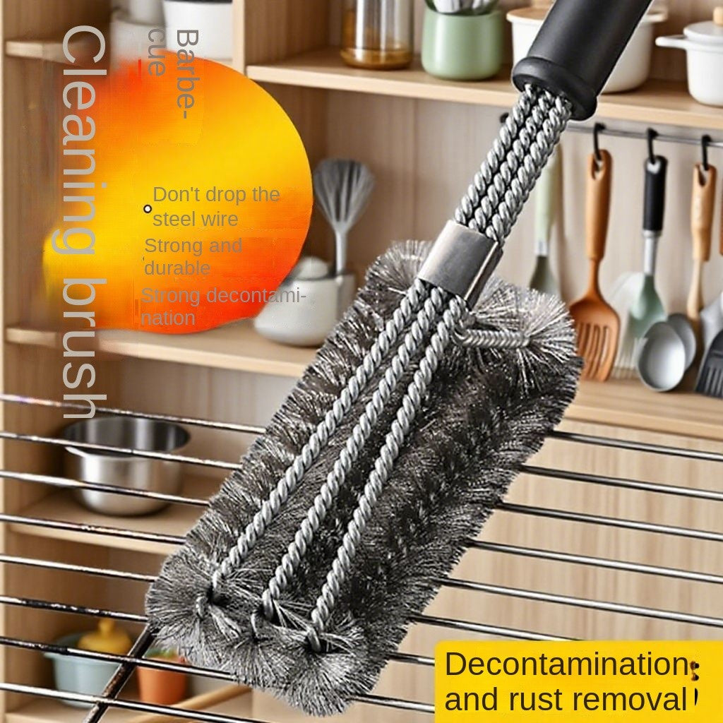 Barbecue Grill Cleaning Steel Brush - Handle Design Wire Brush for Grills/Ovens, Perfect for Kitchen Indoor & Outdoor BBQ Use