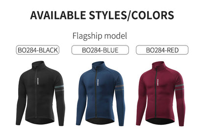 WOSAWE Winter Cycling Jacket Mens Fleece Warm Long Sleeve Bike Jacket Thermal Fabric MTB Bicycle Jersey Long Jersey