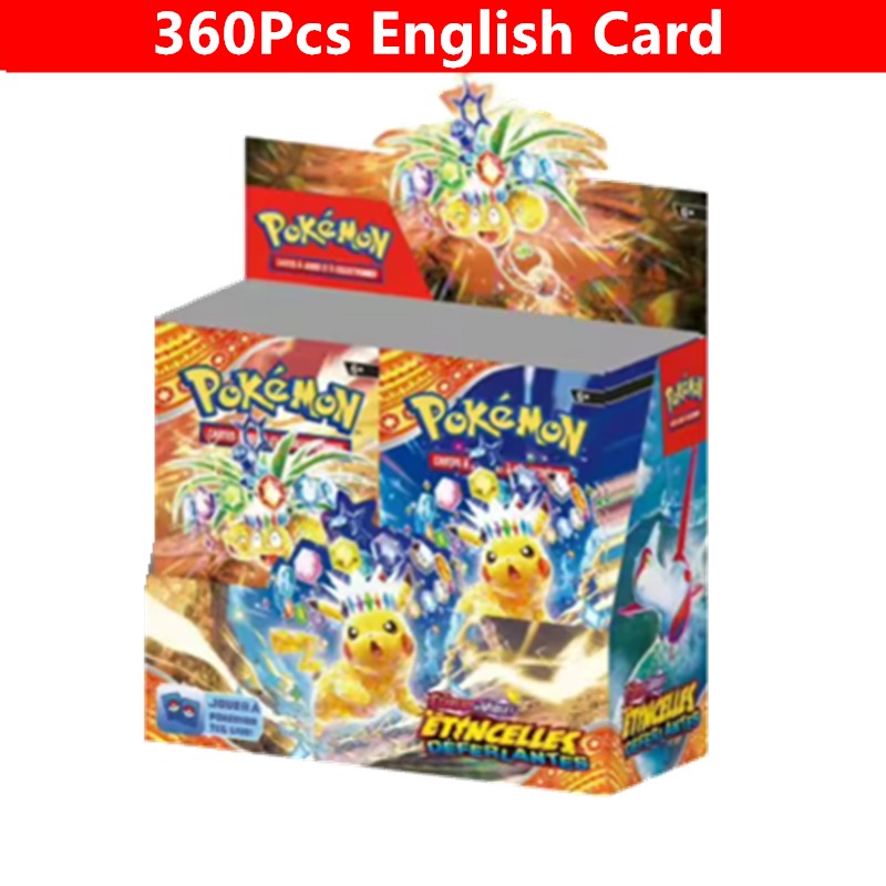 360 Cartas Pokémon em Inglês, Espanhol, Francês - Evoluções Prismáticas, Faíscas Efervescentes, Escarlate e Violeta 151, Booster Pokémon, Cartas de Batalha