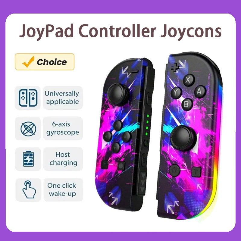 RGB LED Left & Right Joypad for NS Switch Controller BT 5.2 Joy-Con Gamepads Joystick with Dual Vibration for Switch/Lite/Oled