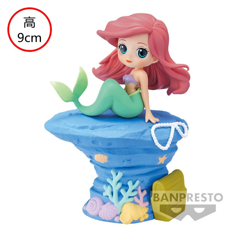 Bandai Disney A Pequena Sereia Anime Qposket Personagens Ariel Linha Glitter Boneco de Ação Modelo Colecionável Brinquedos Presente de Aniversário