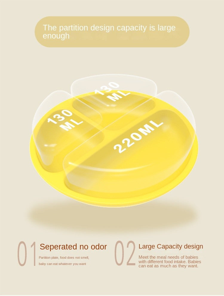 Baby Safe Silicone Dining Plate Suction Cartoon Children Dishes Feeding Toddler Training Tableware Retro Kids Smile Face Bowl