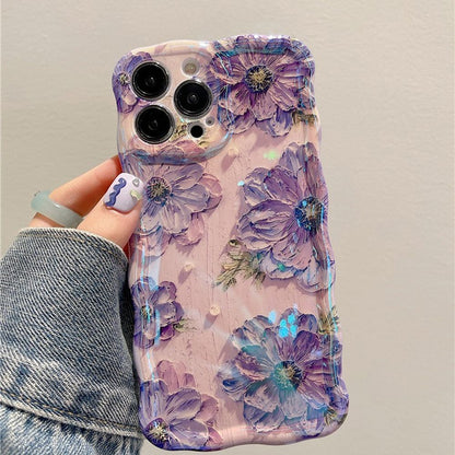 Capa de Celular Pintura a Óleo Retrô Para iPhone 14 ProMax 15 13 12 16 Pro Capa de Silicone Luxuosa com Estampa de Flor à Prova de Choque Decoração Artística
