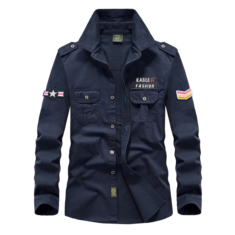 Spring Autumn New Men Long Sleeve Cargo Polo Shirt Casual Fashion Cotton Shirt Male Tactic Military Embroidery Tops