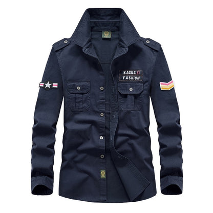 Spring Autumn New Men Long Sleeve Cargo Polo Shirt Casual Fashion Cotton Shirt Male Tactic Military Embroidery Tops