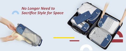 BAGSMART 6 Set Compression Packing Cubes for Travel Lightweight Luggage Organizer Bags Durable Space Saver Bags Travel Essential