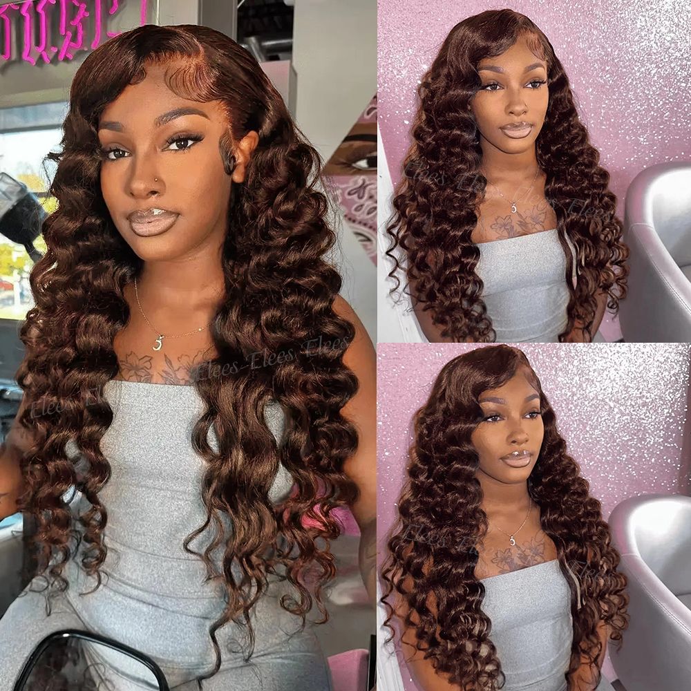 Cabelo Castanho com Fechamento, Cachos Soltos, Cabelo Humano Brasileiro Virgem 12A, Cachos Soltos e Profundos, Cabelo Cru