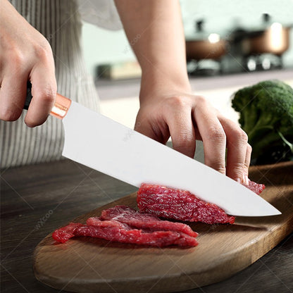 Conjunto de Facas de Cozinha 8 Peças em Aço Inoxidável com Bloco de Facas Combinado Faca de Cozinha para Fatiar Cutelo de Carne Facas de Fruta