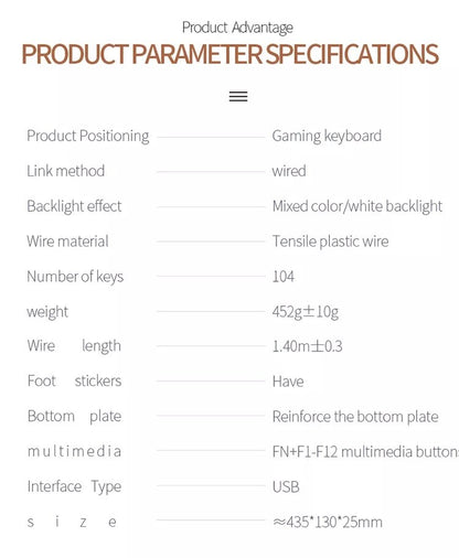 K500 Pink Keyboard Mixed Color White Pink Keycaps 104 Keys Wired Gaming Keyboard for Laptop PC