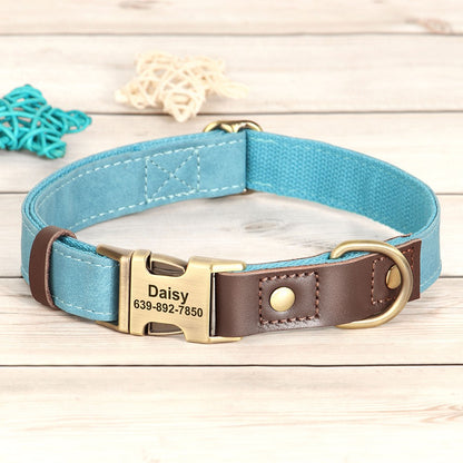 Coleira de cachorro de couro PU personalizada grátis coleira de cachorro gravada coleiras de cachorro ajustáveis fivela de estimação colar de identificação durável para cães pequenos médios grandes Pug