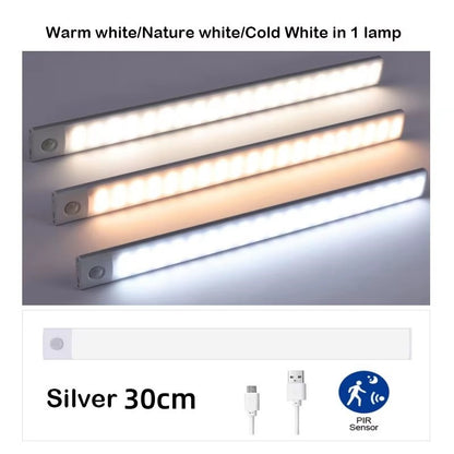 LED Closet Lights Motion Sensor Lamp Wireless Rechargeable Cabinet Night Light For Kitchen Bedroom Wardrobe Sensor Night Lamp