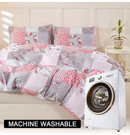 3pcs Splicing floral Pattern Duvet Cover Set, Soft Skin-Friendly Bedding Set Includes 1 Duvet Cover And 2 Pillowcases