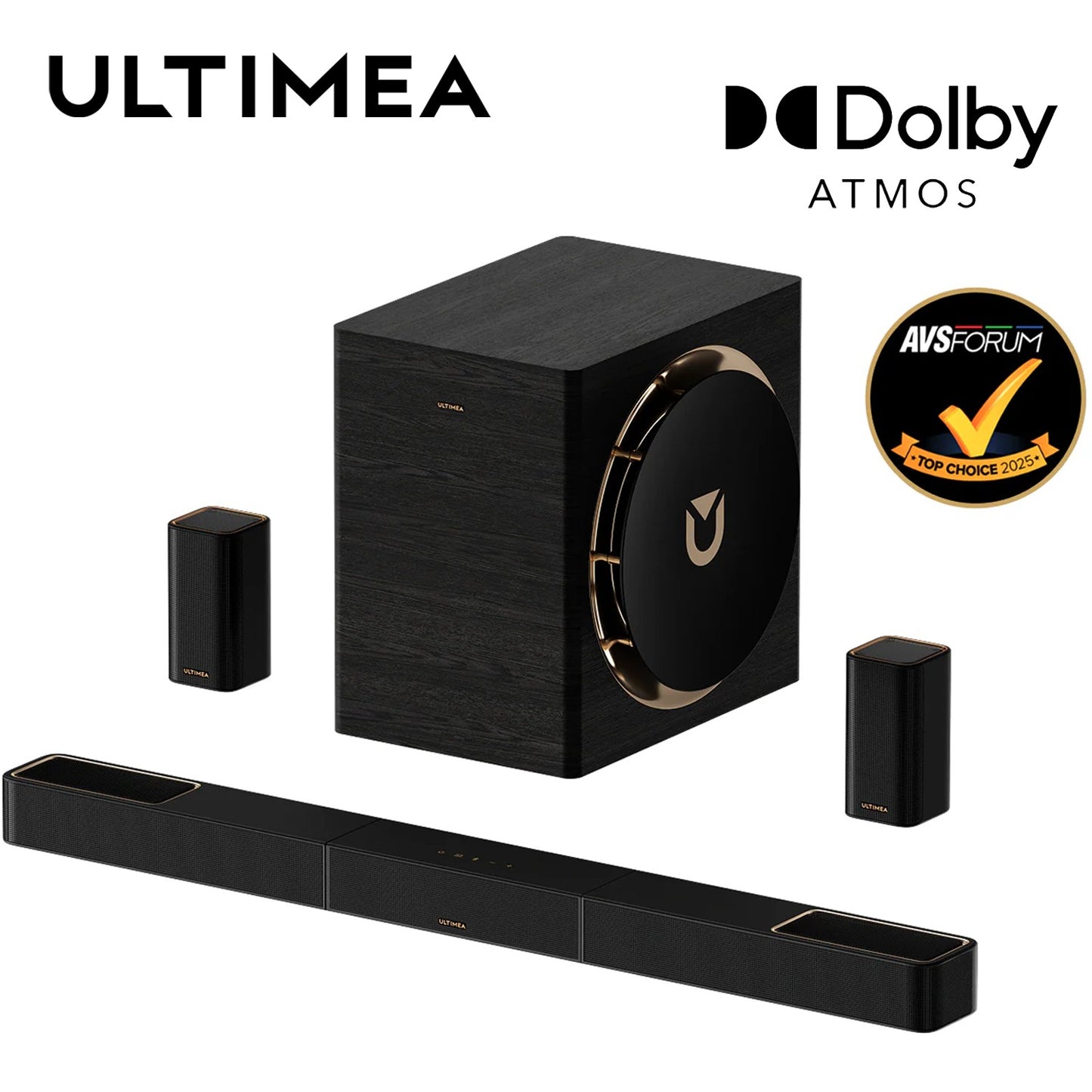 Sistema de Som Surround 7.1.4 ULTIMEA Barra de Som para TV com Dolby Atmos e Controle por APP, Alto-falante Bluetooth Doméstico com Subwoofer Sem Fio de 10"