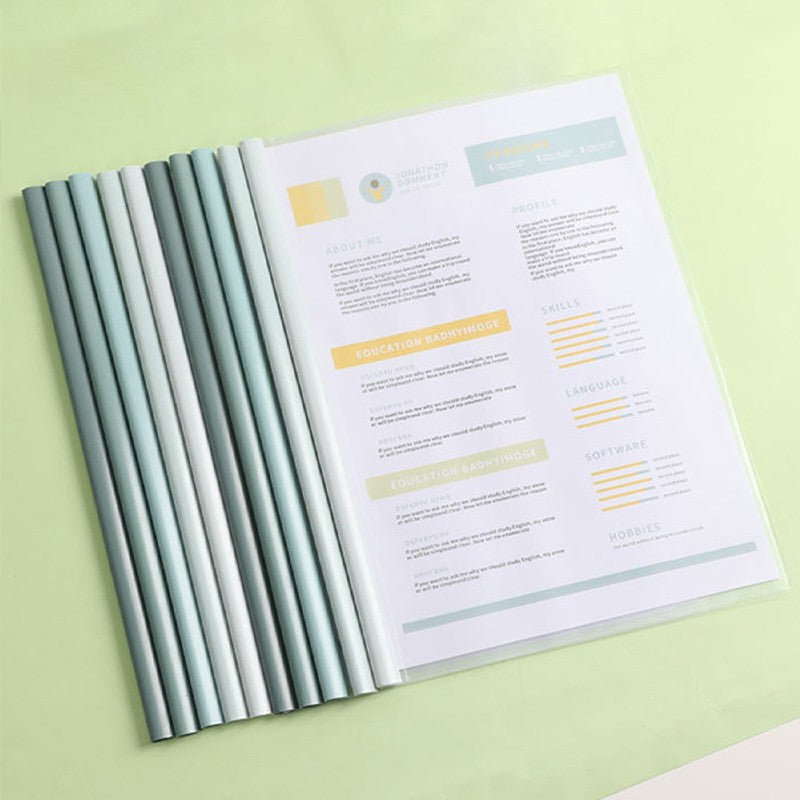 10pcs Transparent File Document Thicken Draw Rod A4 Folder Test Paper Storage Bag Clip Office Folder Organizer Office Supplies