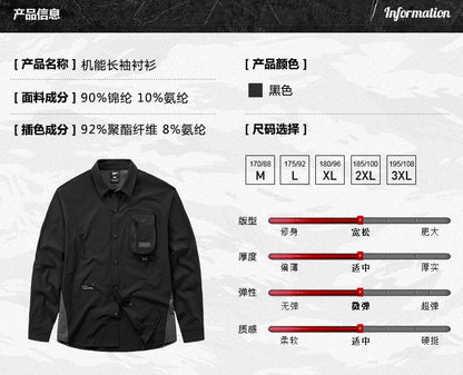 Tactical Function Style Multi-pocket Patchwork Design Sense Cargo Shirts Mens Clothing Y2K High Street Long Sleeve Techwear Tops