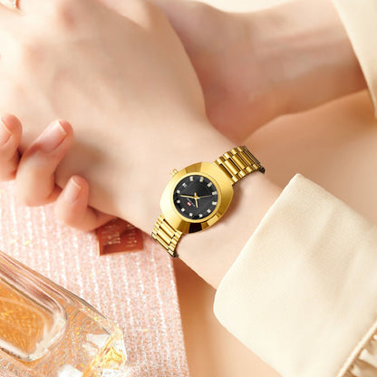 2024 New Women Oval Watch 34mm Stainless Steel Quartz Movement Brand Luxury Water Diamond Gold Black Casual Dress Banquet Watch