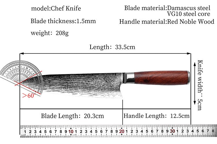 Faca de Chef Aço Damasco 67 Camadas Lâmina VG10 Cabo de Madeira Cutelo para Carne Legumes Faca de Cozinha Japonesa Nakiri Messer